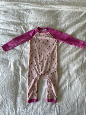 The North Face Light Pink One-Piece Footie with Magenta Raglan Sleeves